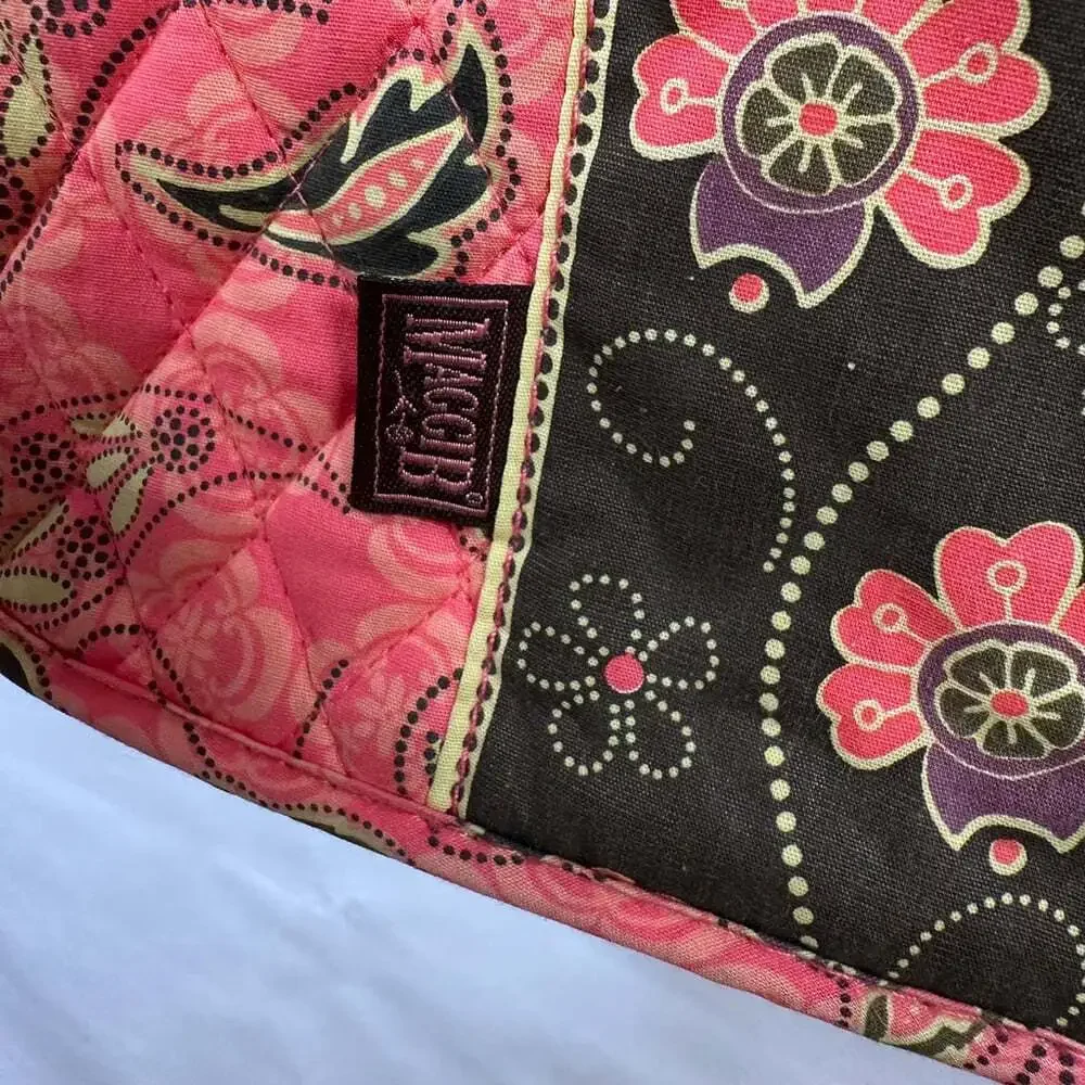 MaggiB Coral Floral Quilted Crossbody Shoulder Bag Purse